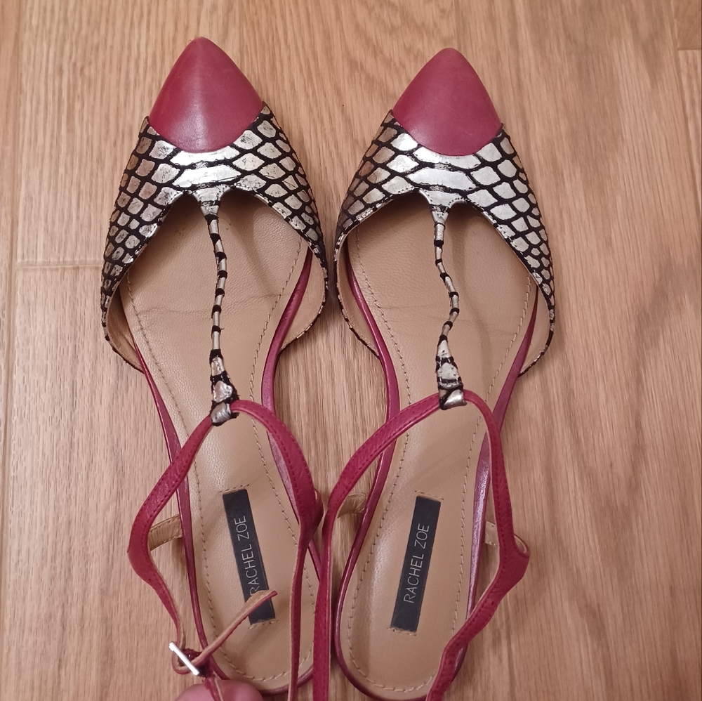 Rachel Zoe red and silver flats size 8